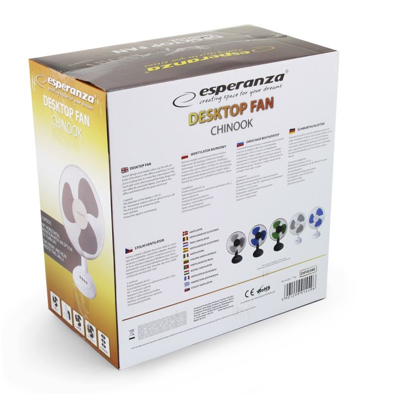 Esperanza Chinnok EHF003WE desk fan (white, gray) AGD - Produkty/Wentylatory Your Sports Performance