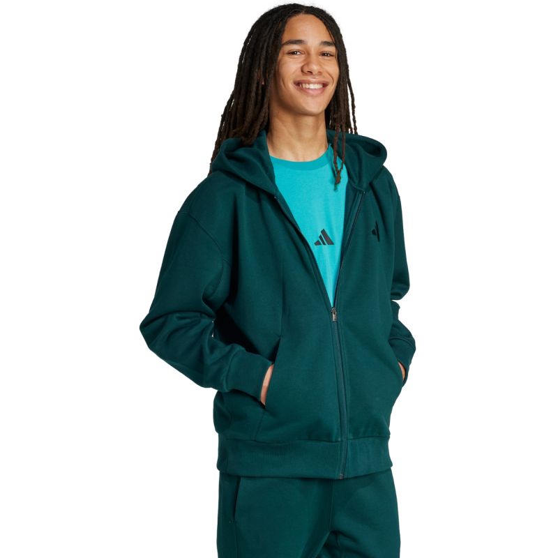 Men's adidas ALL SZN Fleece Full-Zip Sweatshirt Green JX5101 In preparation Adidas