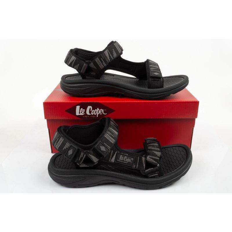 Lee Cooper men's shoes with velcro straps for summer beach sandals, lightweight black