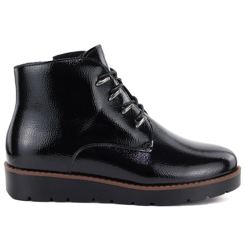 Women's black patent leather wedge ankle boots Potocki Z25-JE19360