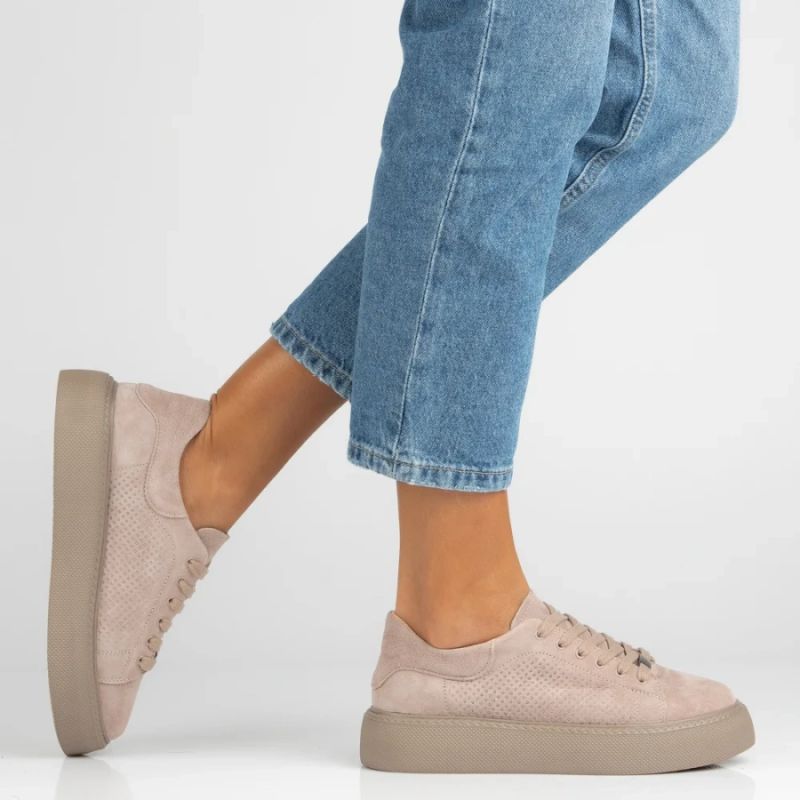 Women's leather shoes, sneakers, beige, Filippo DP7502/26 Filippo