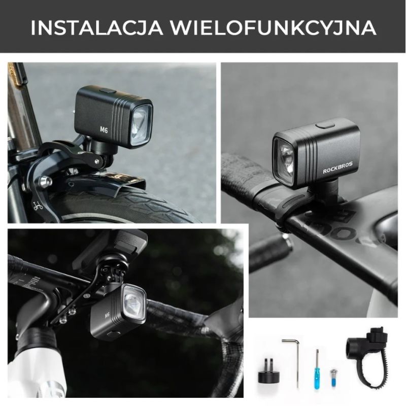Rockbros 1000LM Front Bike Light Black Rockbros/Akcesoria Rowerowe/Światła Rowerowe Your Sports Performance