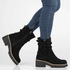 Women's leather ankle boots, ruffled, black, Filippo DBT6402