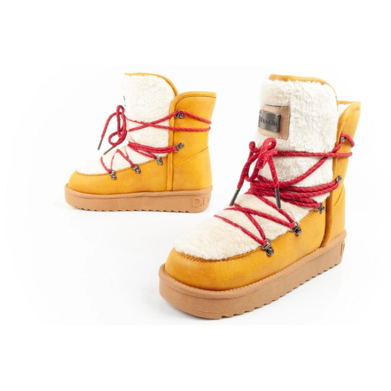 D.Franklin women's winter snow boots, fashionable fur lining, mustard color D.Franklin