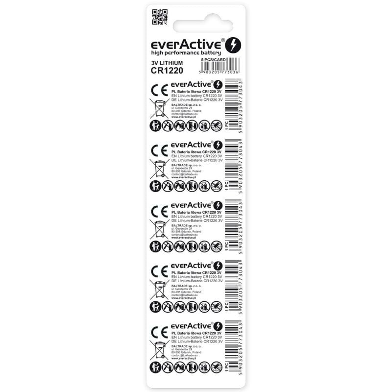 EVERACTIVE MINI CR1220 LITHIUM BATTERIES BLISTER 5 PCS CR12205BL Baterie, akumulatorki i ładowarki/Baterie Your Sports Performance