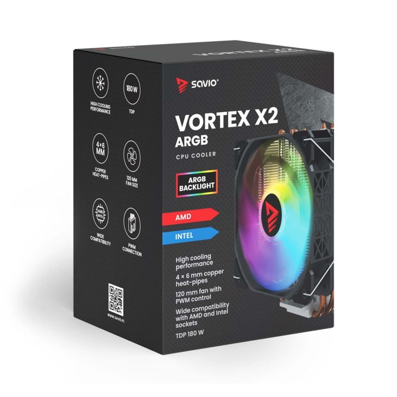 SAVIO VORTEX X2 ARGB CPU COOLER Chłodzenie/Chłodzenie CPU Your Sports Performance
