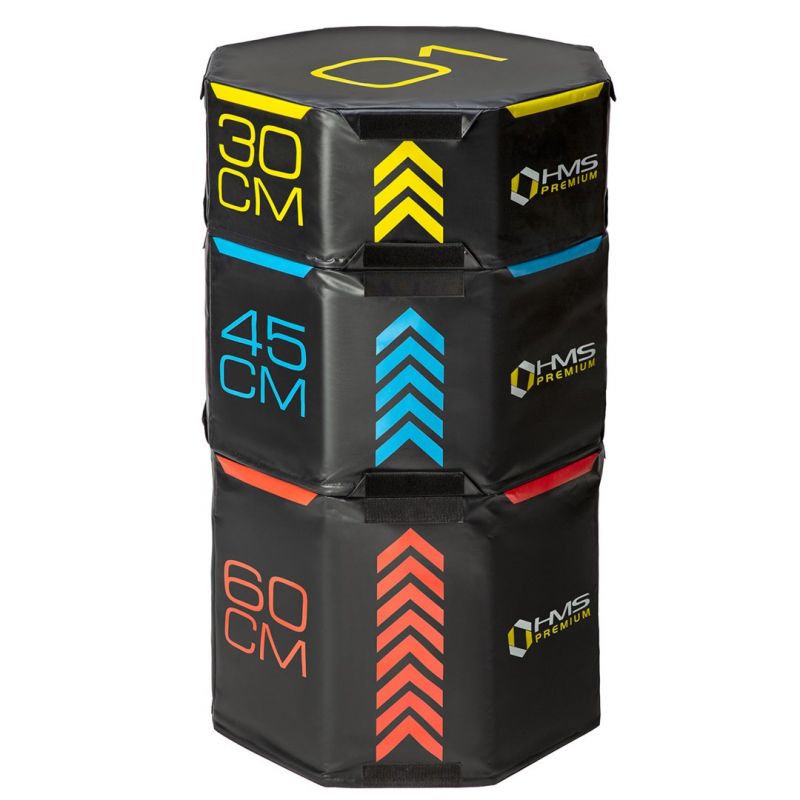 Set of three HMS Premium octagonal plyometric boxes PYOBS01 In preparation Your Sports Performance