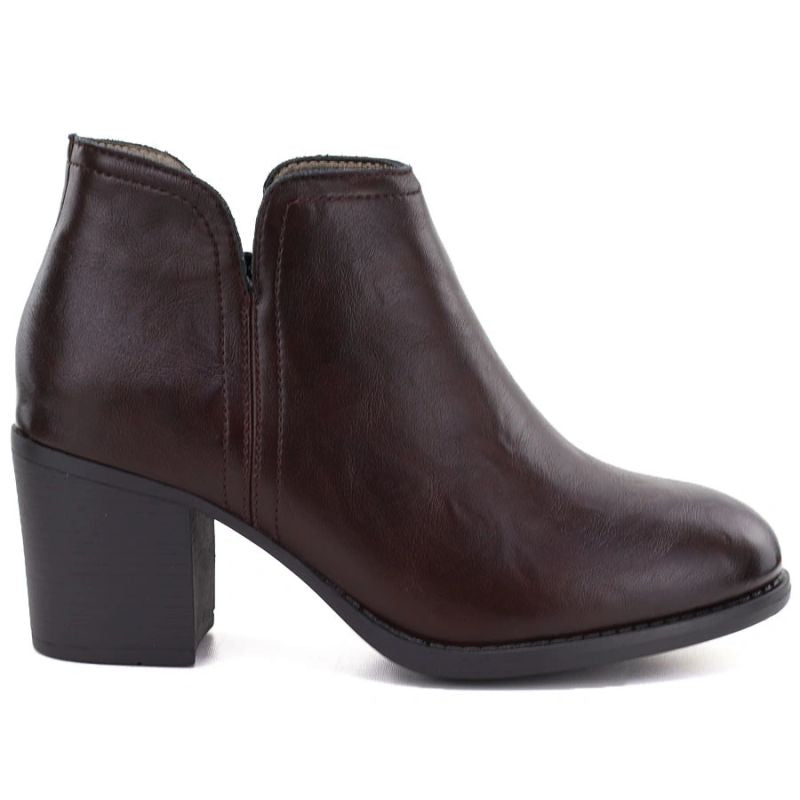 Burgundy Leather Heeled Ankle Boots M.Daszyński OL60-1