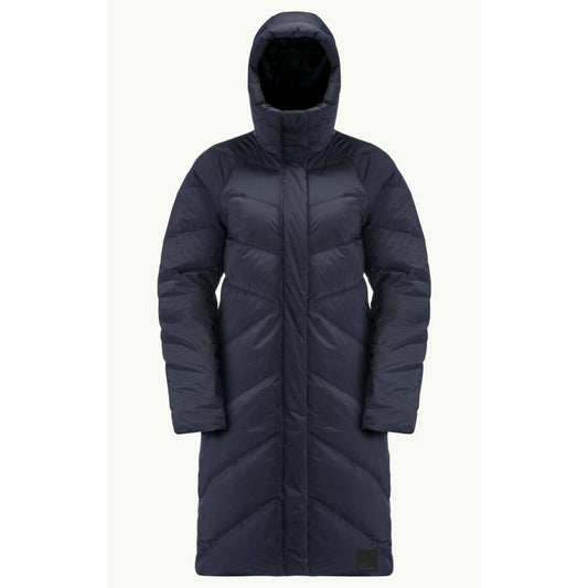Jack Wolfskin MARIENPLATZ COAT W night blue Down Insulated women's winter jacket navy blue (1206971_1010) In preparation Your Sports Performance