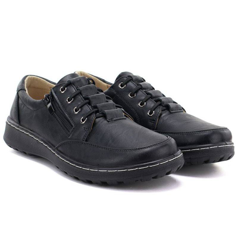 Comfortable women's shoes with a zipper, black Potocki TO90407