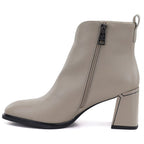 Women's beige leather high-heeled ankle boots Vinceza 67057