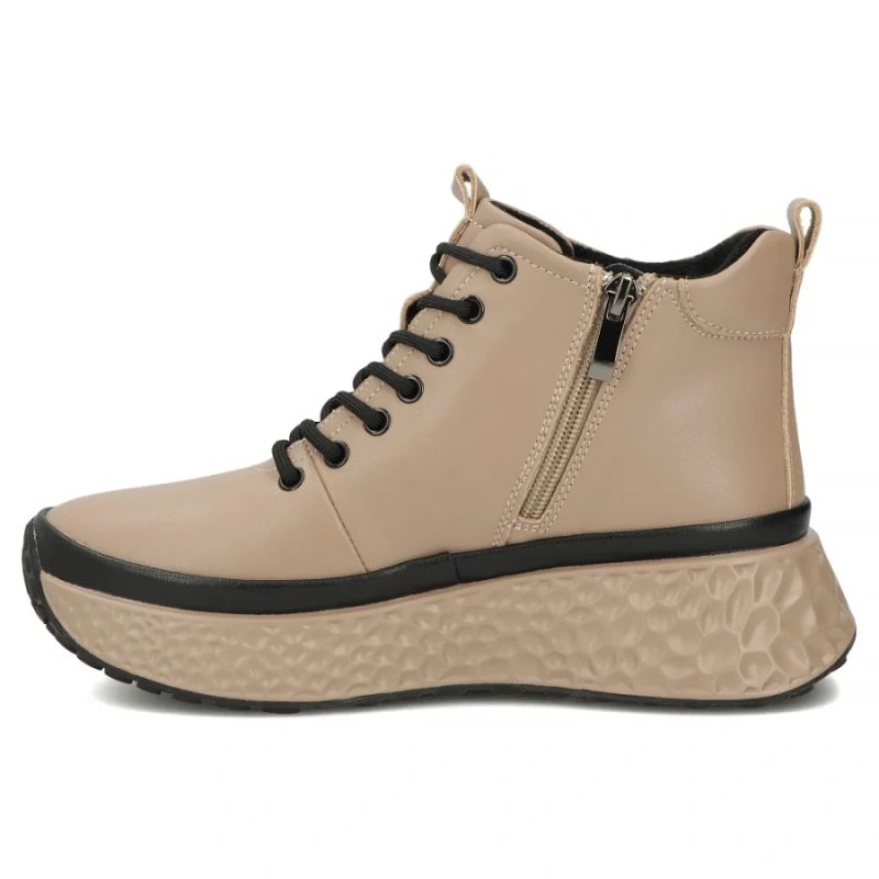 Leather ankle boots on the platform, insulated, beige, Filippo DBT7998