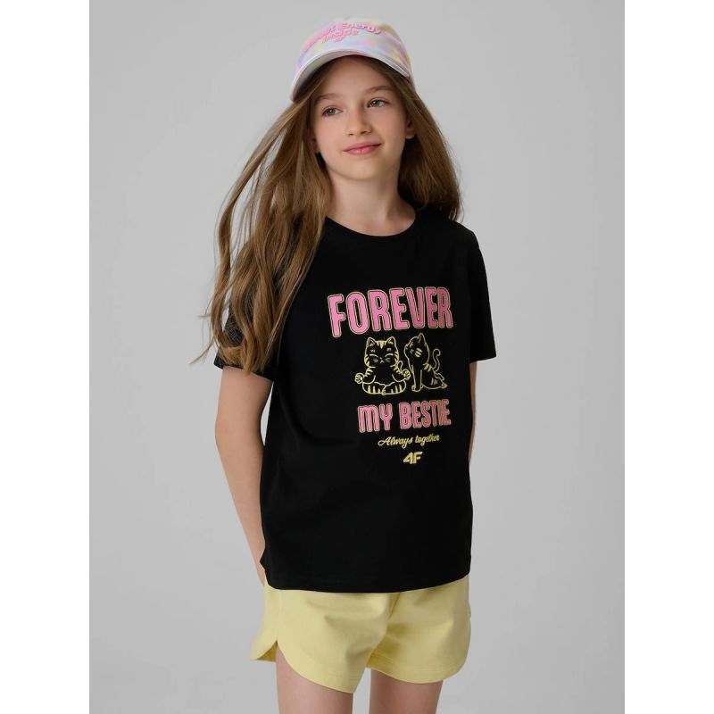Girls' regular printed T-shirt 4F 4FJRAW26TTSHF4240-20S
