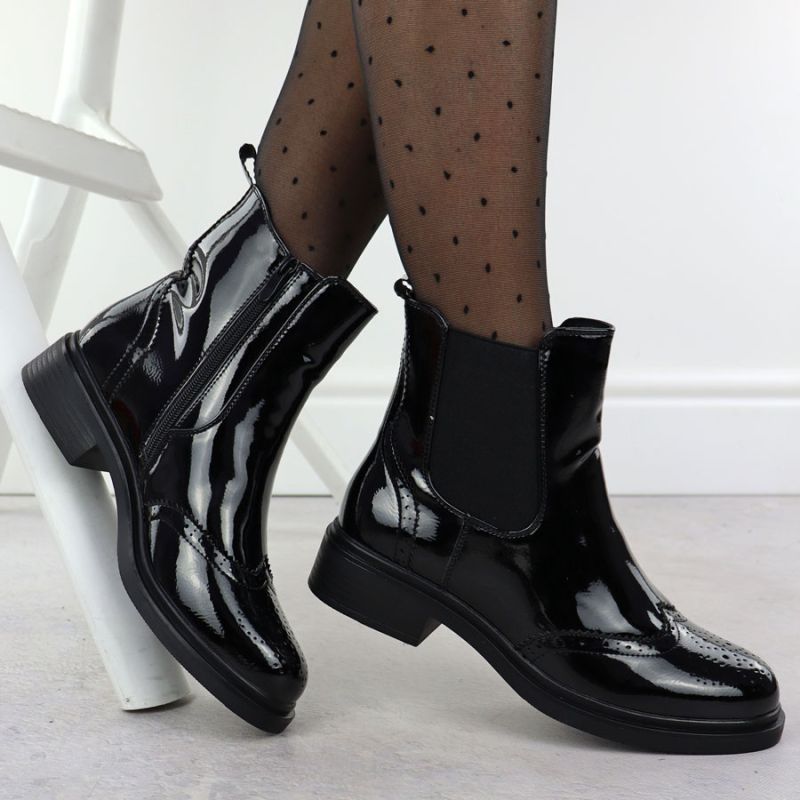 Women's black worker boots with socks Sabatina