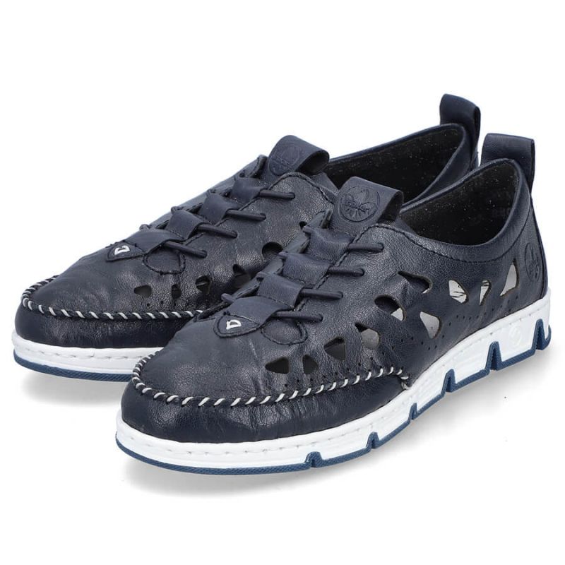 Leather openwork shoes Rieker W RKR652, navy blue Footwear/Lifestyle/Rieker Your Sports Performance