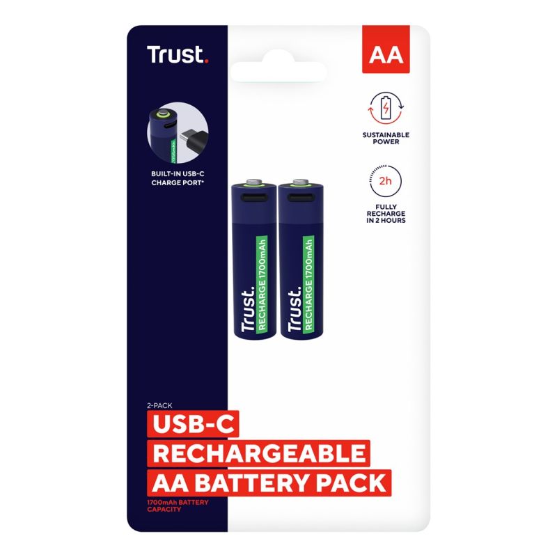 AA Trust USB-C RECHARGEABLE BATTERIES 2P Baterie, akumulatorki i ładowarki/Baterie Your Sports Performance