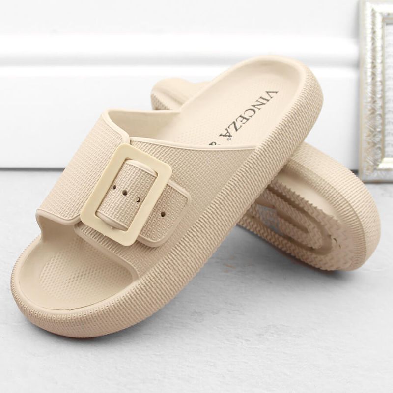 Vinceza W JAN308 beige buckle flip-flops Footwear/Lifestyle/Vinceza Your Sports Performance