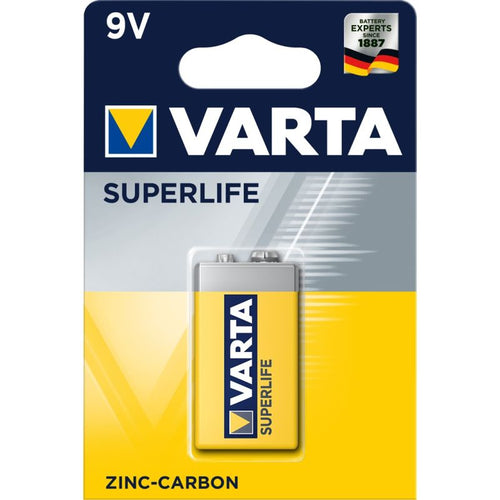 VARTA Superlife 9V 6F22 zinc-carbon battery (Zn-C; x 1) Baterie, akumulatorki i ładowarki/Baterie Your Sports Performance