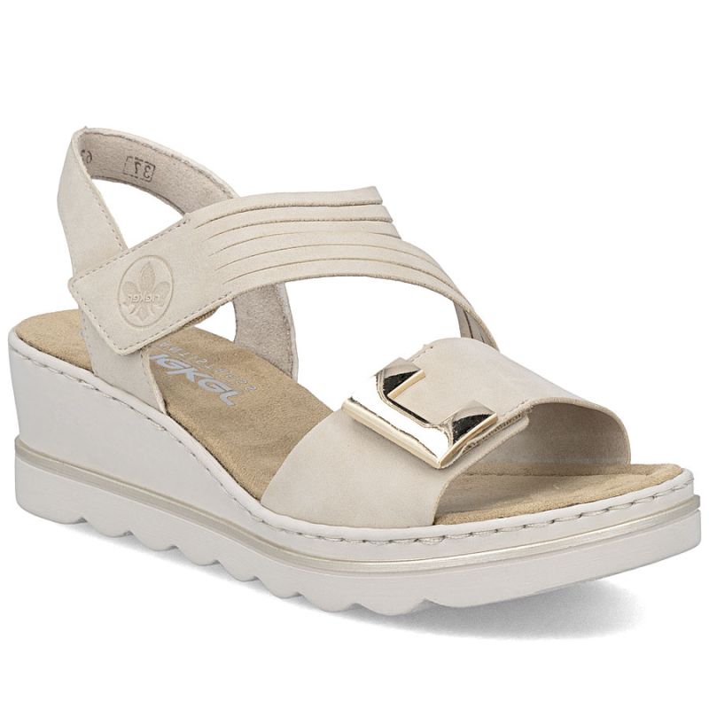 Women's beige wedge sandals Rieker 67410-62 Rieker