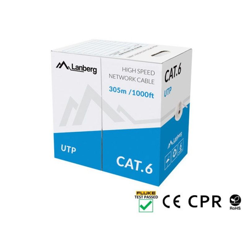 Lanberg LCU6-11CU-0305-S network cable (UTP; 305m; cat. 6; gray) Kable, gniazda i wtyki/Kable sieciowe Your Sports Performance