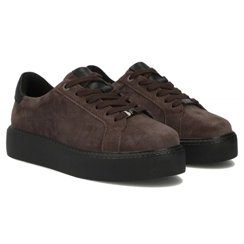 Women's leather platform sneakers, brown, Filippo DP6119
