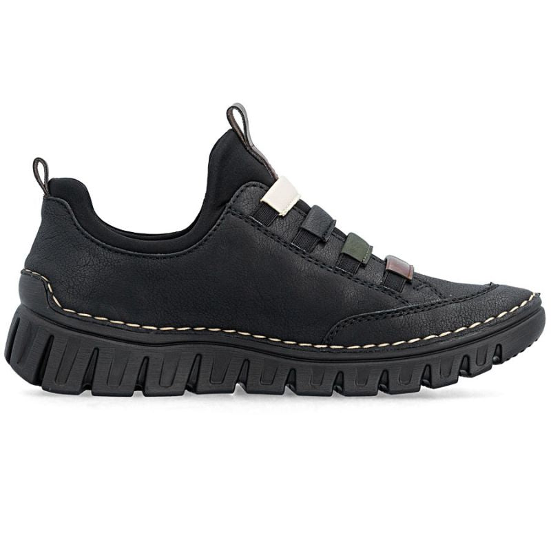 Rieker 57550-00 comfortable slip-on women's shoes in black
