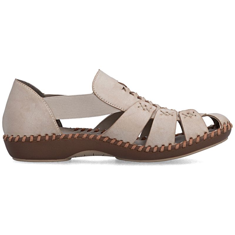 Beige women's leather sandals Rieker M1679-60 Rieker