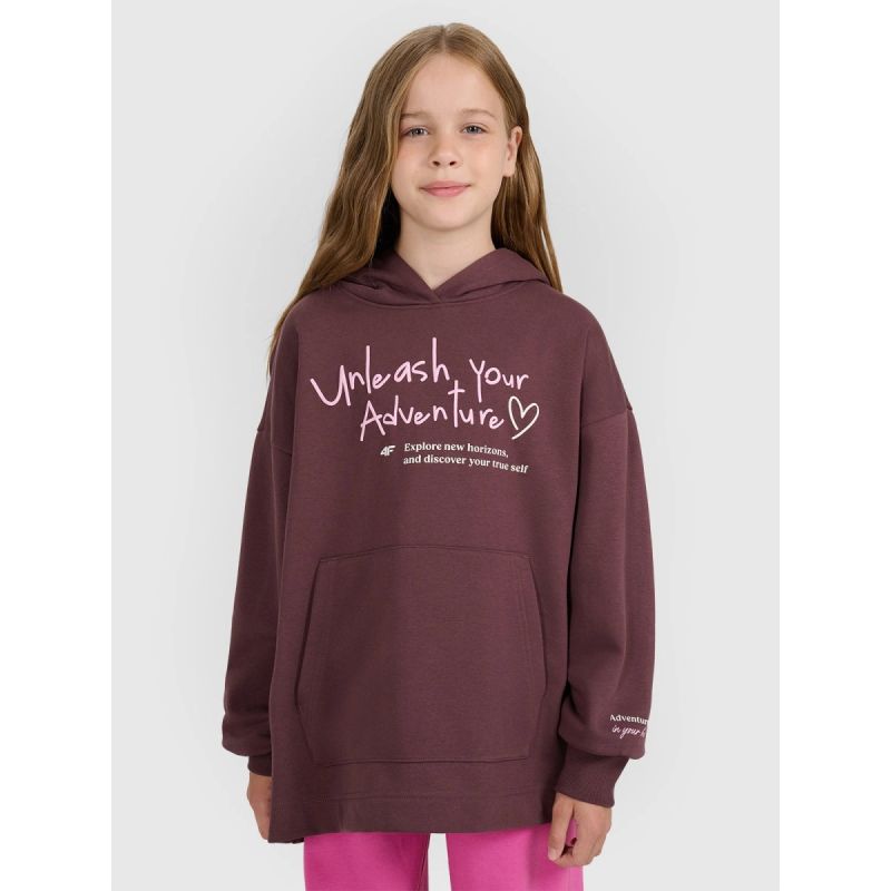 Oversized sweatshirt with hood, unzipped, for girls, 4F 4FJRAW25TSWSF2429-51S 4f