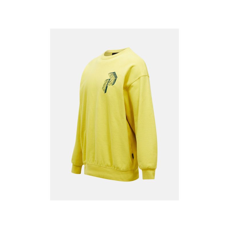 Men's PEAK PERFORMANCE M Terry Graphic Crew sweatshirt, yellow