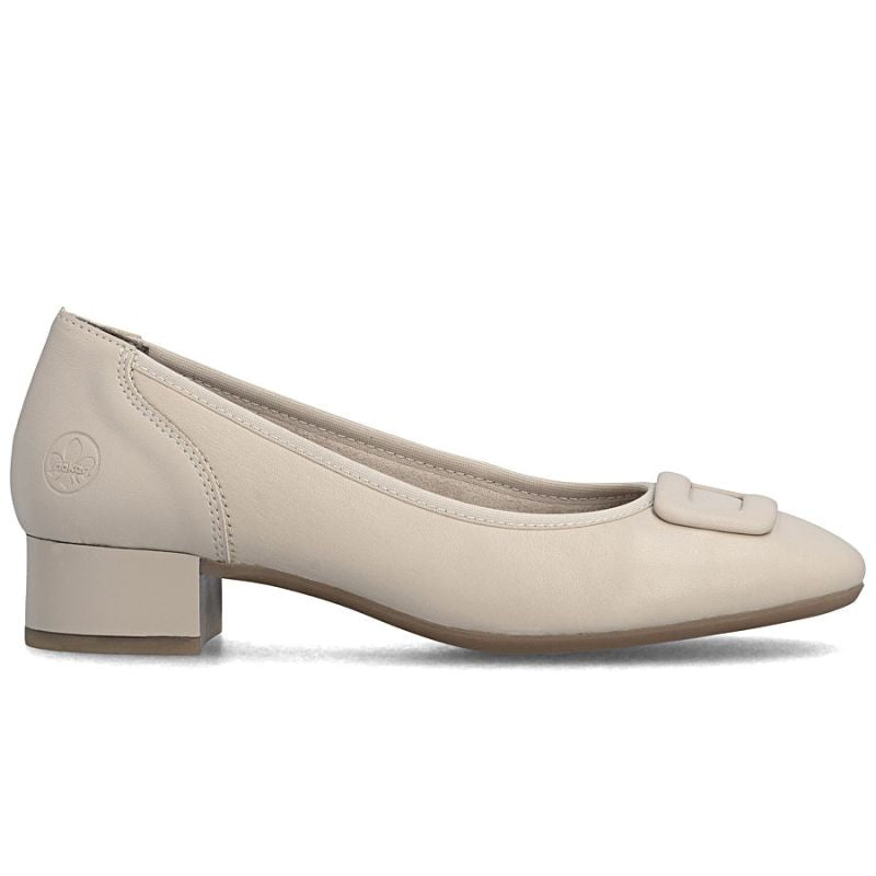 Women's leather pumps with low heels, beige, Rieker 43453-62 To be categorized Your Sports Performance