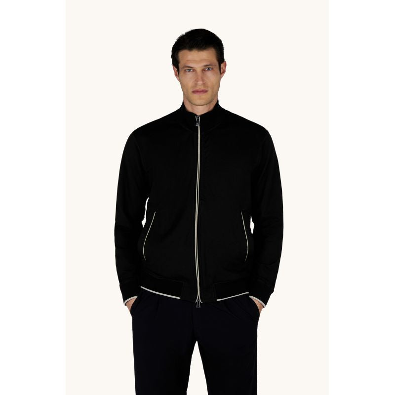 Paul&Shark men's cotton and lyocell zip-up sweatshirt, black (26411809-11)