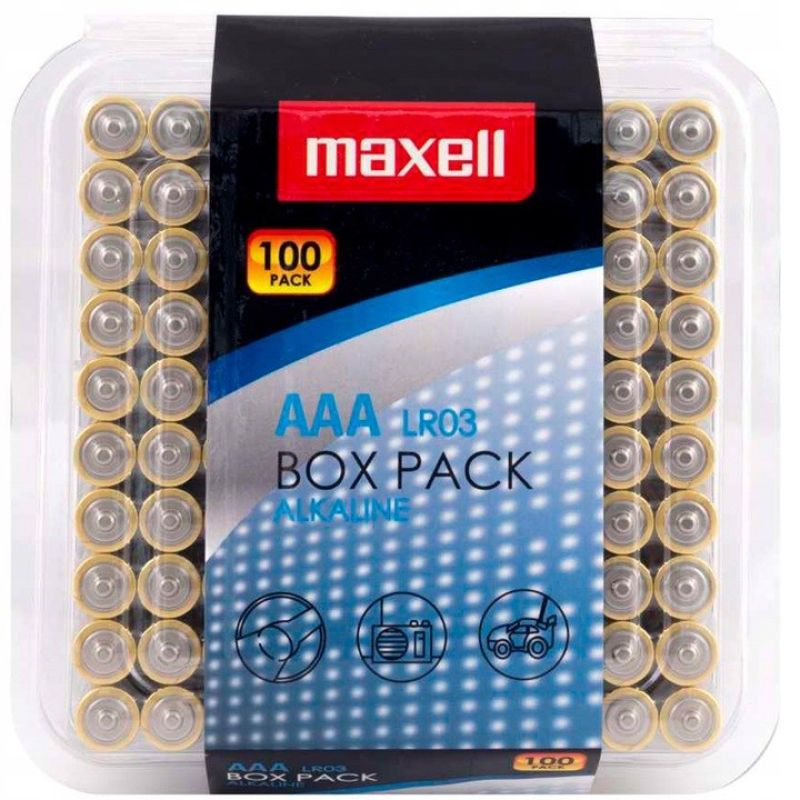MAXELL Alkaline LR03 AAA 1.5V alkaline battery 100 pcs Baterie, akumulatorki i ładowarki/Baterie Your Sports Performance