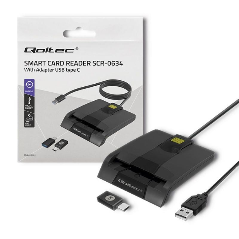 QOLTEC SMART ID CARD CHIP READER | SCR-0634 | USB TYPE C – Your Sports ...