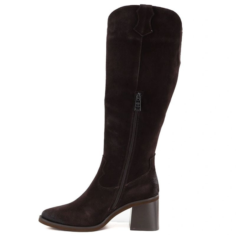 Women's leather cowboy boots with heels, suede, brown, Vinceza 133103