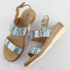 Women's wedge sandals, blue braided, Potocki 45302 Footwear Your Sports Performance