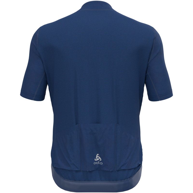 Men’s ODLO Zeroweight Chill-Tec T-shirt S/U Collar s/s full-zip cycling jersey, blue