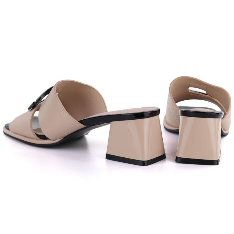 Women's beige high-heeled mules Vinceza 62284 Vinceza