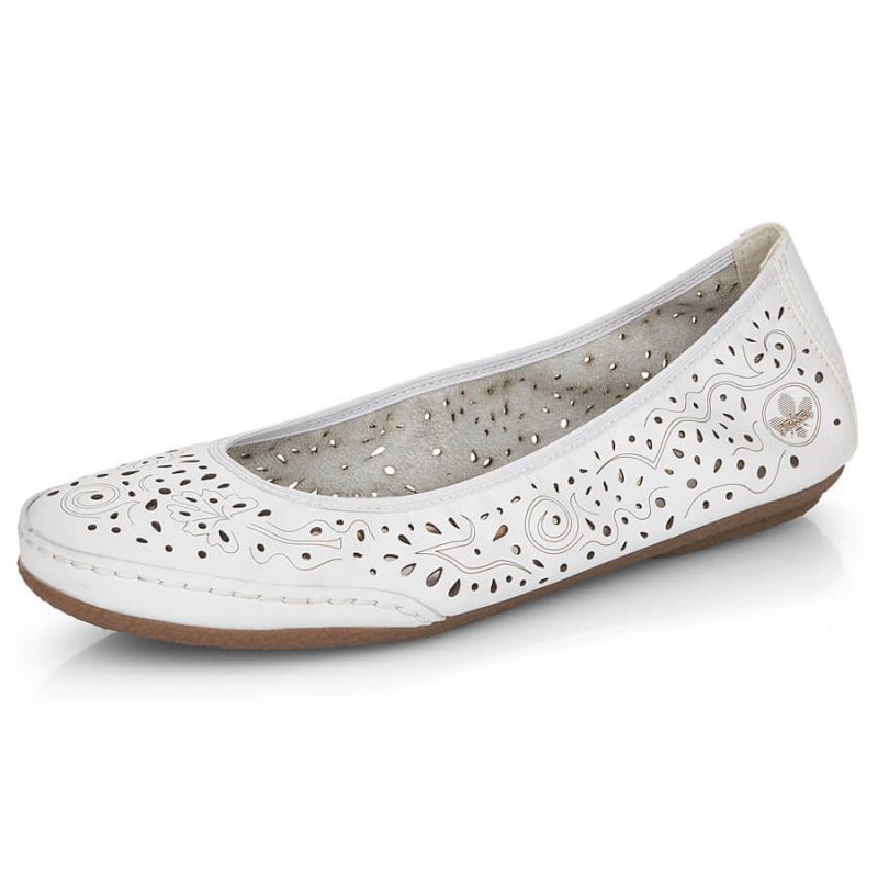 Rieker W RKR649 comfortable leather openwork shoes, white Footwear/Lifestyle/Rieker Your Sports Performance