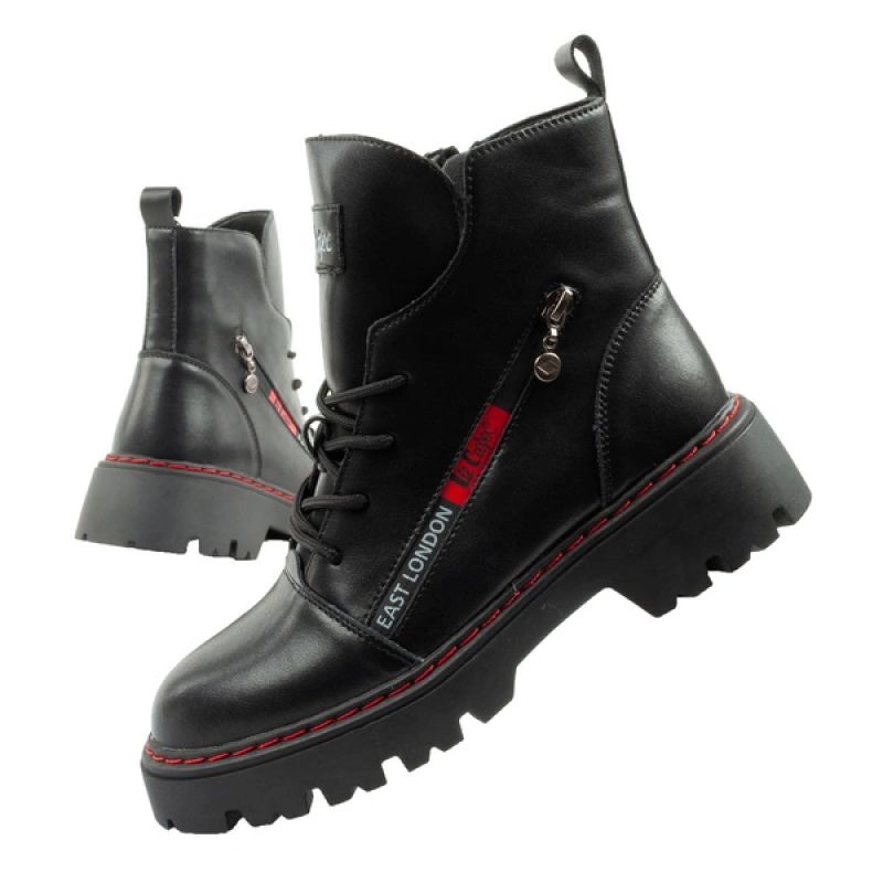 Lee Cooper boots, women's boots, leather boots, black, red, warm Lee Cooper