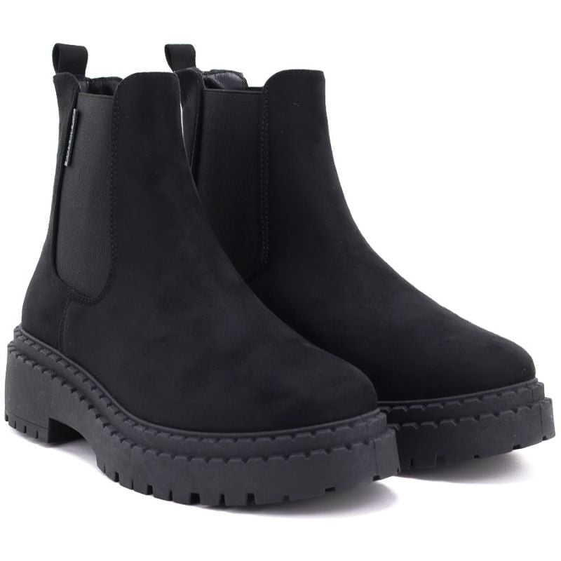 Women's suede ankle boots on the platform, black Big Star UU274858