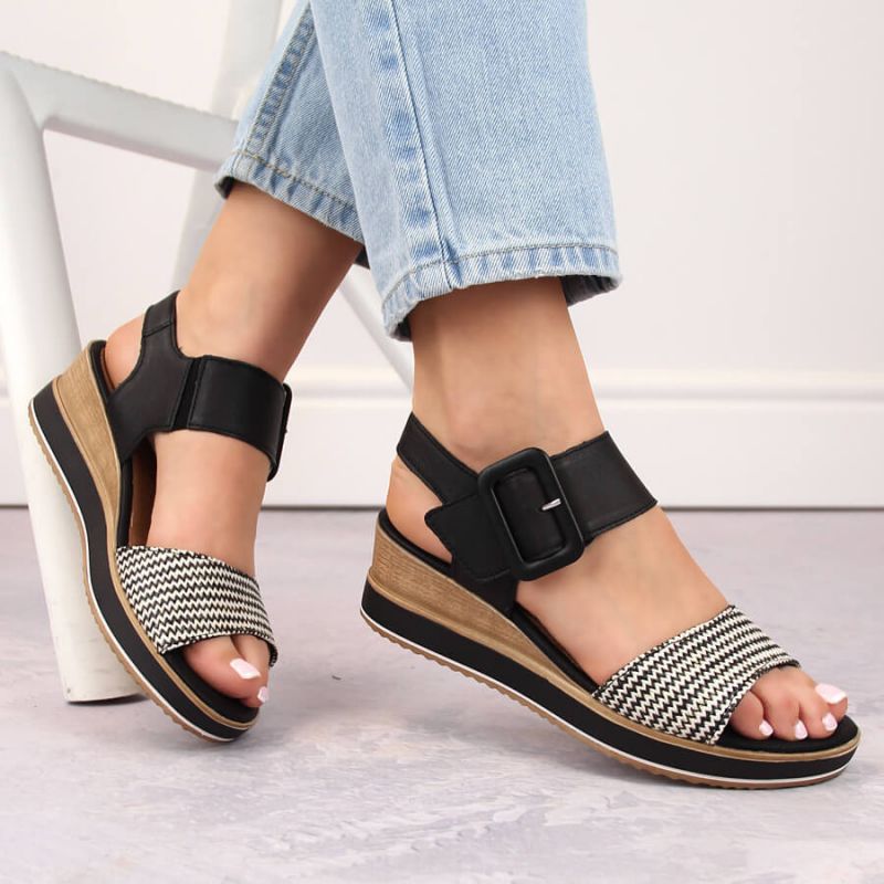 Leather wedge sandals Remonte W RKR646 Footwear/Lifestyle/Rieker Your Sports Performance