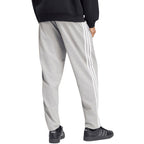 Men's adidas Essentials 3-Stripes Single Jersey Tapered Open Hem Pants Gray KY4215