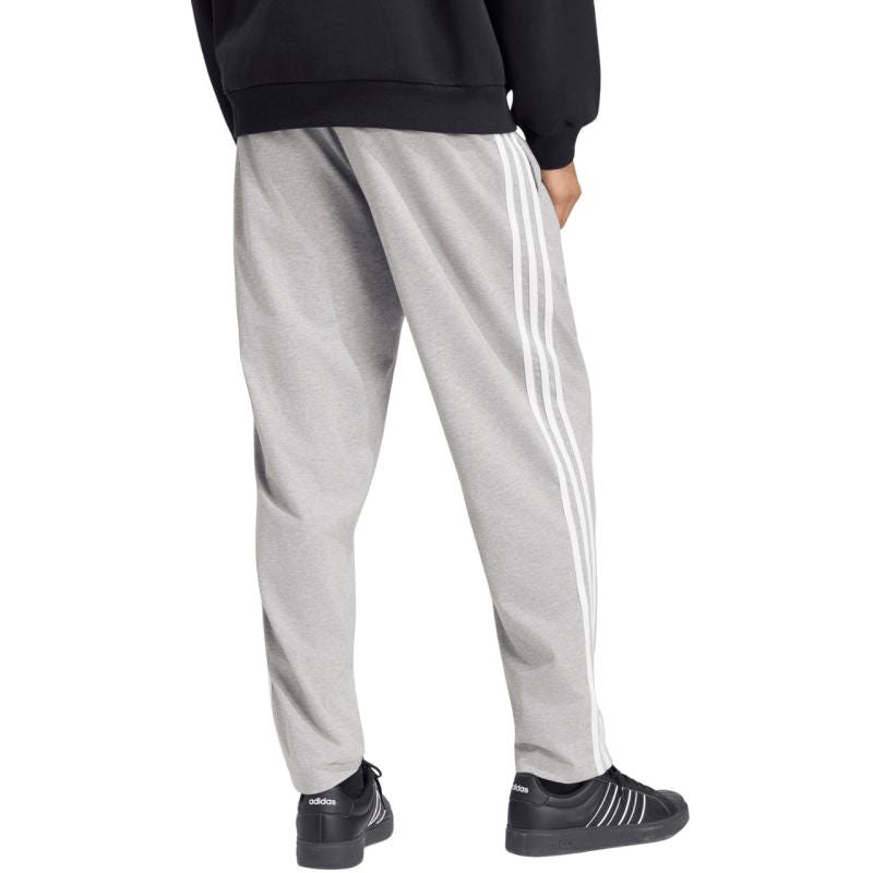 Men's adidas Essentials 3-Stripes Single Jersey Tapered Open Hem Pants Gray KY4215