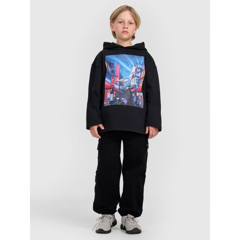 Boy's sweatshirt with hood, open, 4F 4FJRAW25TSWSM2345-20S *Kategoria tymczasowa Your Sports Performance
