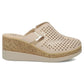 Leather wedge sandals with closed heel, beige, Filippo DK6818