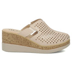 Leather wedge sandals with closed heel, beige, Filippo DK6818 Filippo