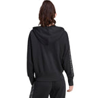 Women's adidas Seasonal Essentials Animal Print 3-Stripes Full-Zip Hooded Sweatshirt Black KS8002