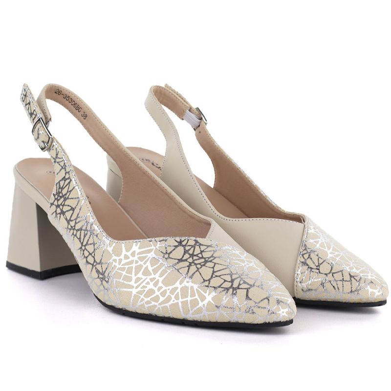 Beige leather pumps with strap Cambell 35306 Cambell