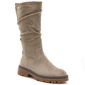 Women's warm, crinkled suede boots, beige M.Daszyński SA259-3