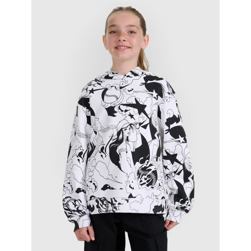 Oversized T-shirt with print for girls 4F 4FJRAW25TTSHF3069-90A *Kategoria tymczasowa Your Sports Performance